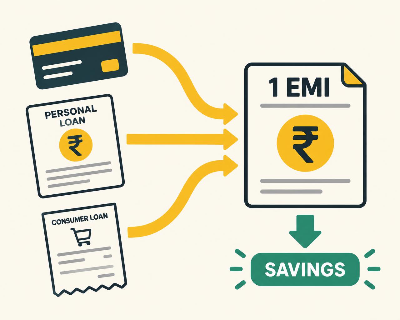 Credit card, personal loan and consumer loan merging into a single EMI with savings